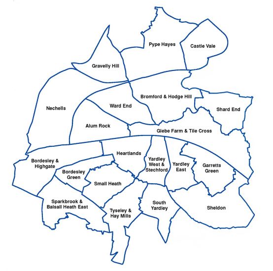 East Birmingham ward map